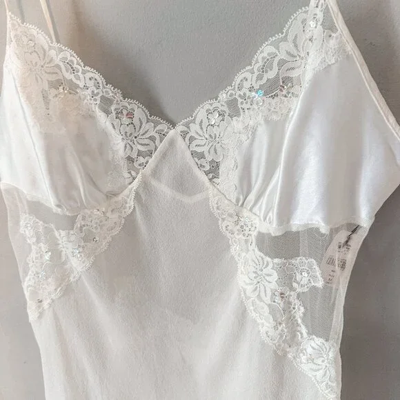 Vintage Victoria's Secret Ivory/White Sheer Silk Lingerie Slip Dress NEW NWT - Picture 3 of 7